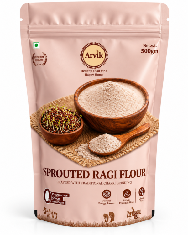 Arvik Sprouted Ragi Flour 500g | Chakki Ground